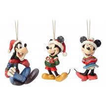 Disney Jim Shore 4057961 <BR> Mickey, Minnie And Goofy Hanging Ornaments Set of 3 <BR> (Christmas Elves)