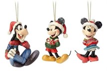Disney Jim Shore 4057961 <BR> Mickey, Minnie And Goofy Hanging Ornaments Set of 3 <BR> (Christmas Elves)