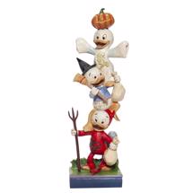 Disney Jim Shore 6007079 <BR> Halloween Stacked Huey, Dewey and Louie <BR> "Teetering Trick-or-Treaters"