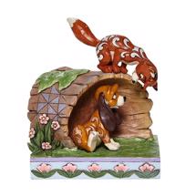 Disney Jim Shore 6008077 <BR> Fox and Hound on Log <BR> "Unlikely Friends"