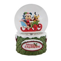 Disney Jim Shore 6009581 <BR> Mickey & Pluto Christmas <BR> (Waterball 120 mm Musical)