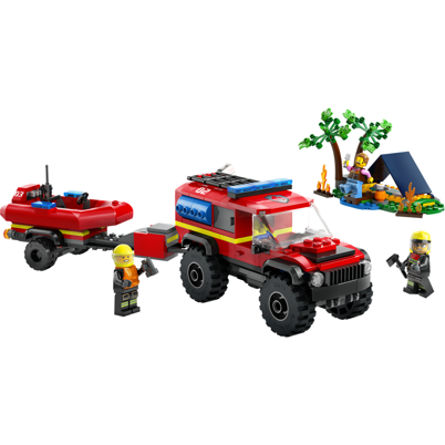 LEGO City 60412 Firhjulstrukket brandbil med redningsbåd