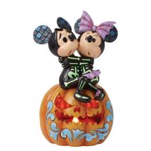 Disney Jim Shore 6016596 <BR> Spine-tingling Sweethearts (Mickey & Minnie Skeletons LED Pumkin)
