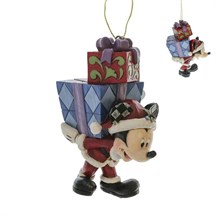 Disney Jim Shore 6017547 <BR> Mickey with Gifts on Back Hanging Ornament