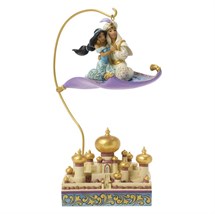 Disney Jim Shore 6018727 <BR> Aladdin & Jasmine Flying over Agrabah. Magic in the Moonlight. (LED lights in palace)